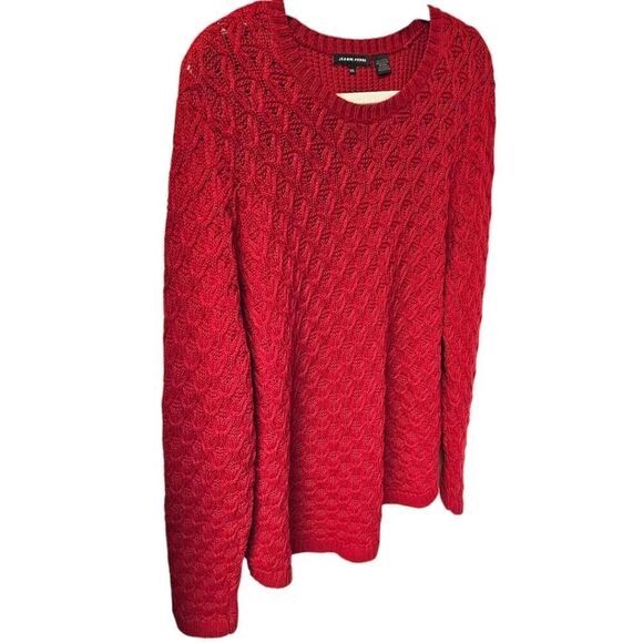 JEAME PIERRE Plus Size Red Cable Knit Sweater - Picture 6 of 11